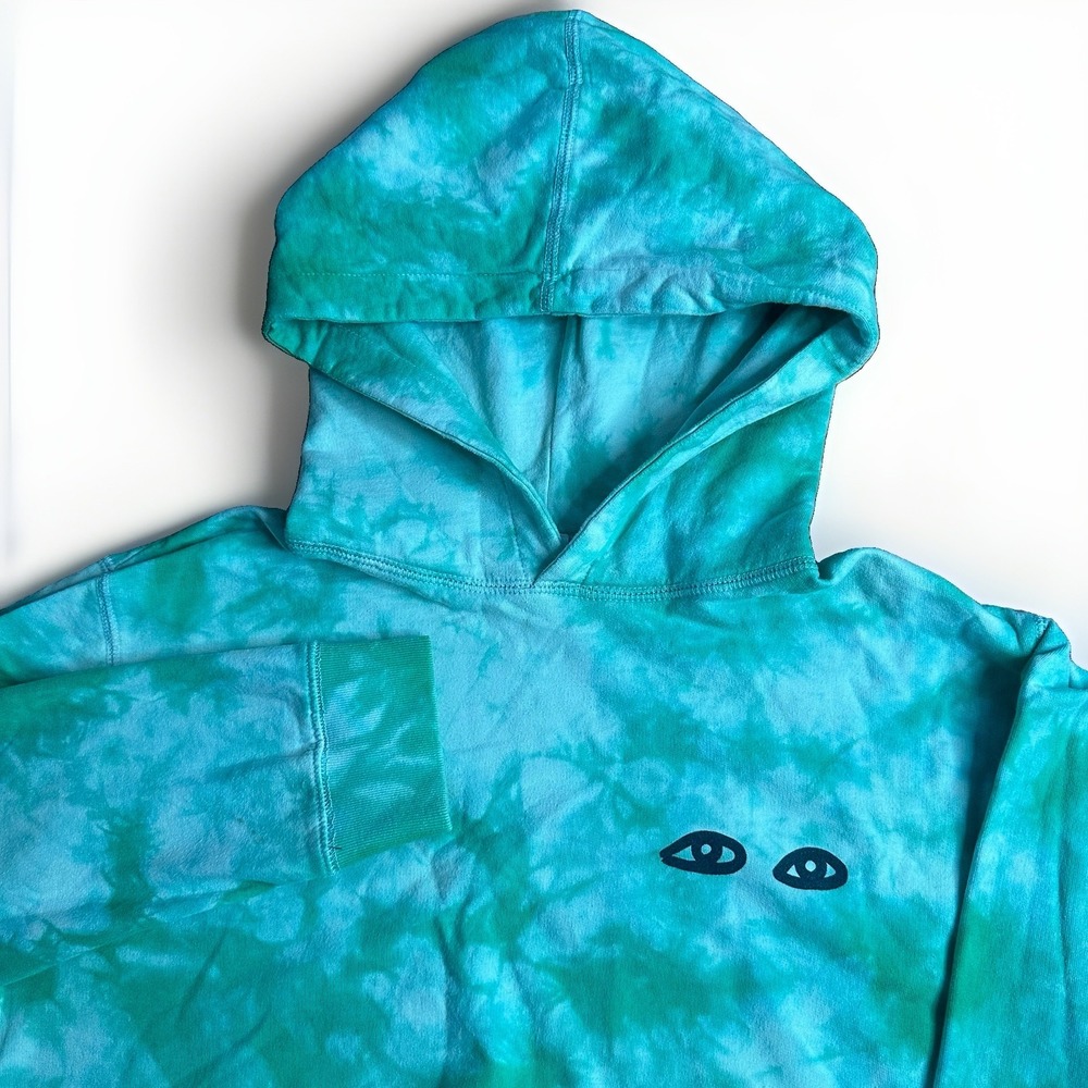 Clare V Los Angeles Hoodie Womens Small Green Tie Dye Eyes Oversized Designer